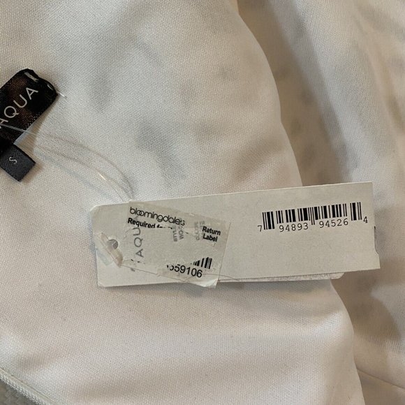 NWT Women's AQUA  MINI LASER CUT PARTY DRESS size S white $98 V-neck fully lined - Picture 11 of 12